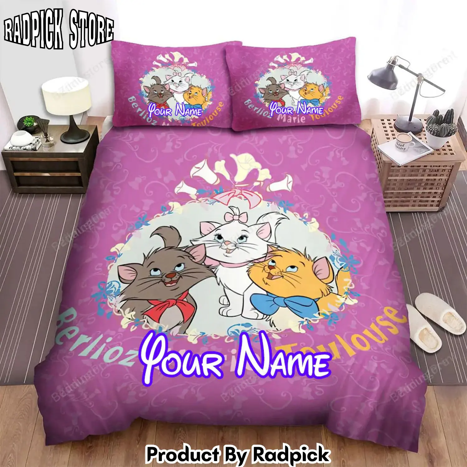 Radpick the aristocats movie poster artwork 2 bed sheets duvet cover personalized name bedding sets rp3271436